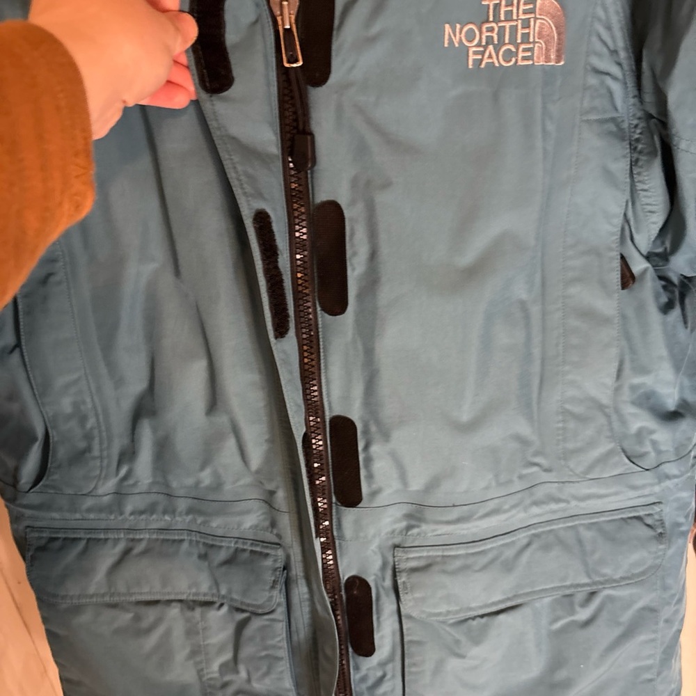 The North Face Women’s Blue Down Expedition Parka Coat Fur Hood Large - Picture 3 of 10